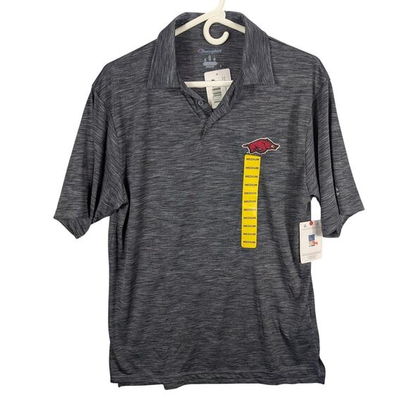 Arkansas Razorbacks Polo Shirt Mens Medium Gray Champion NCAA Golf Performance - Picture 1 of 10